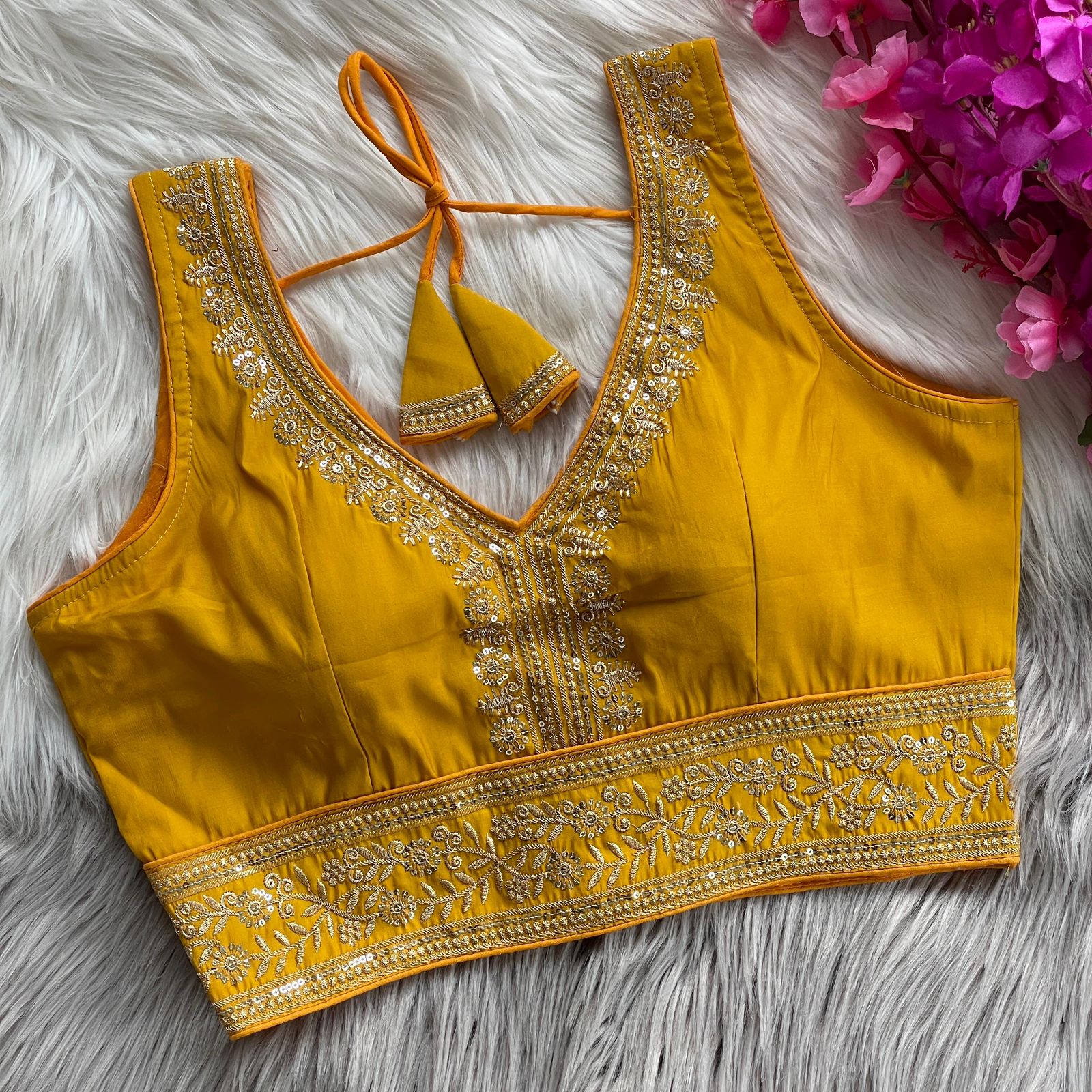 Royal Roman Silk Heavy Embroidery Designer Blouse
